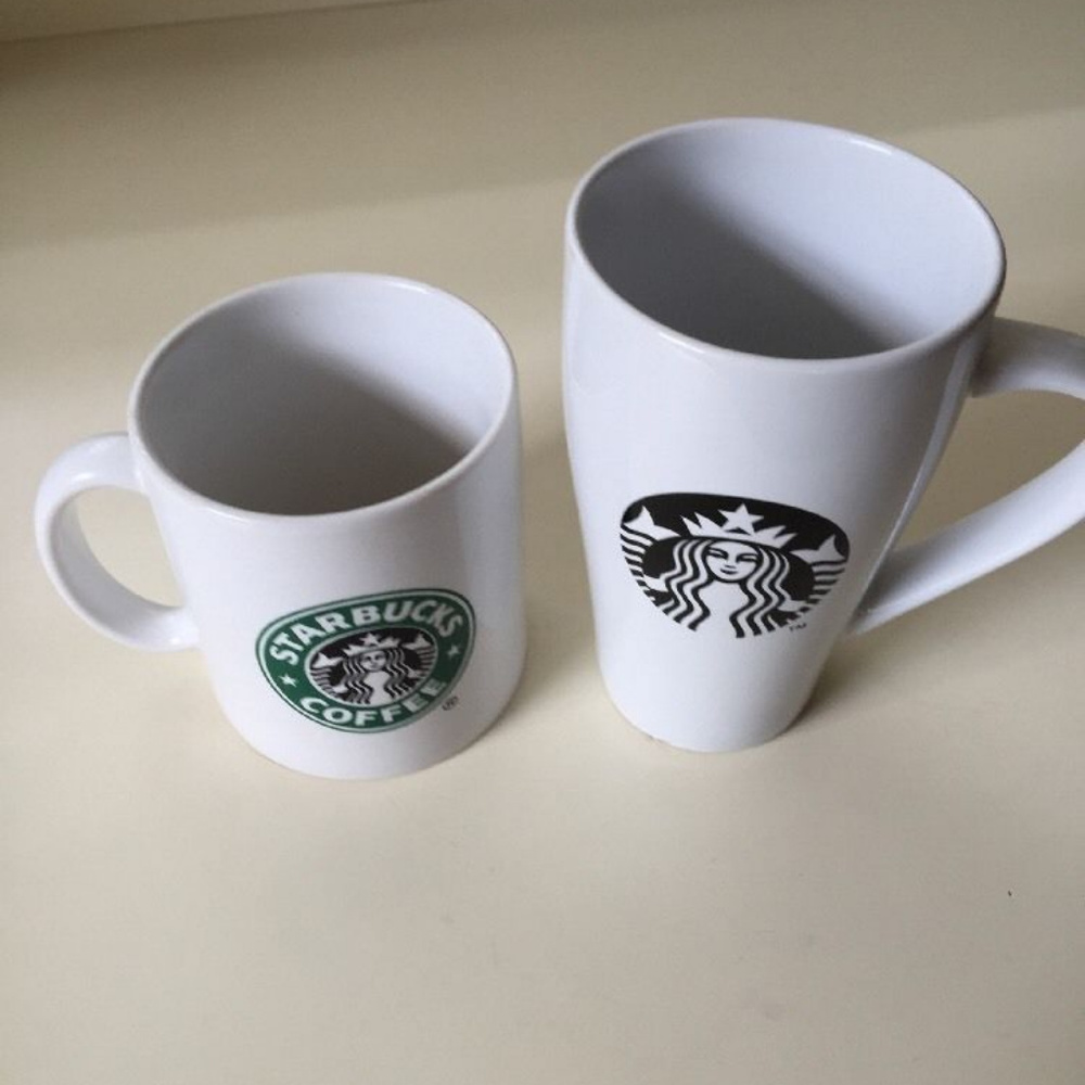 Lot Of 2 Starbucks Mugs 2014 Black Logo And Green